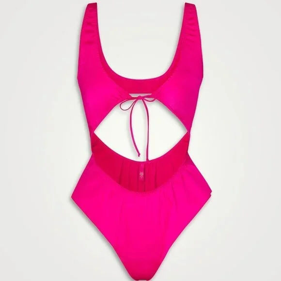 Skims Woven Shine Tie Front Teddy Size 2X Raspberry AP-ONE-1448 - Picture 9 of 9